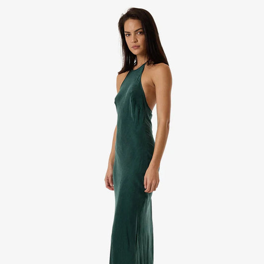 Jett Halter Bias Dress - Deep Emerald