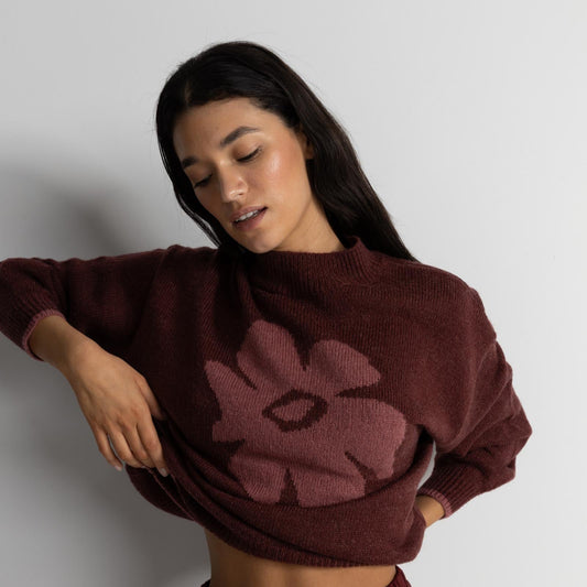 Juliet Floral Jumper - Burgundy