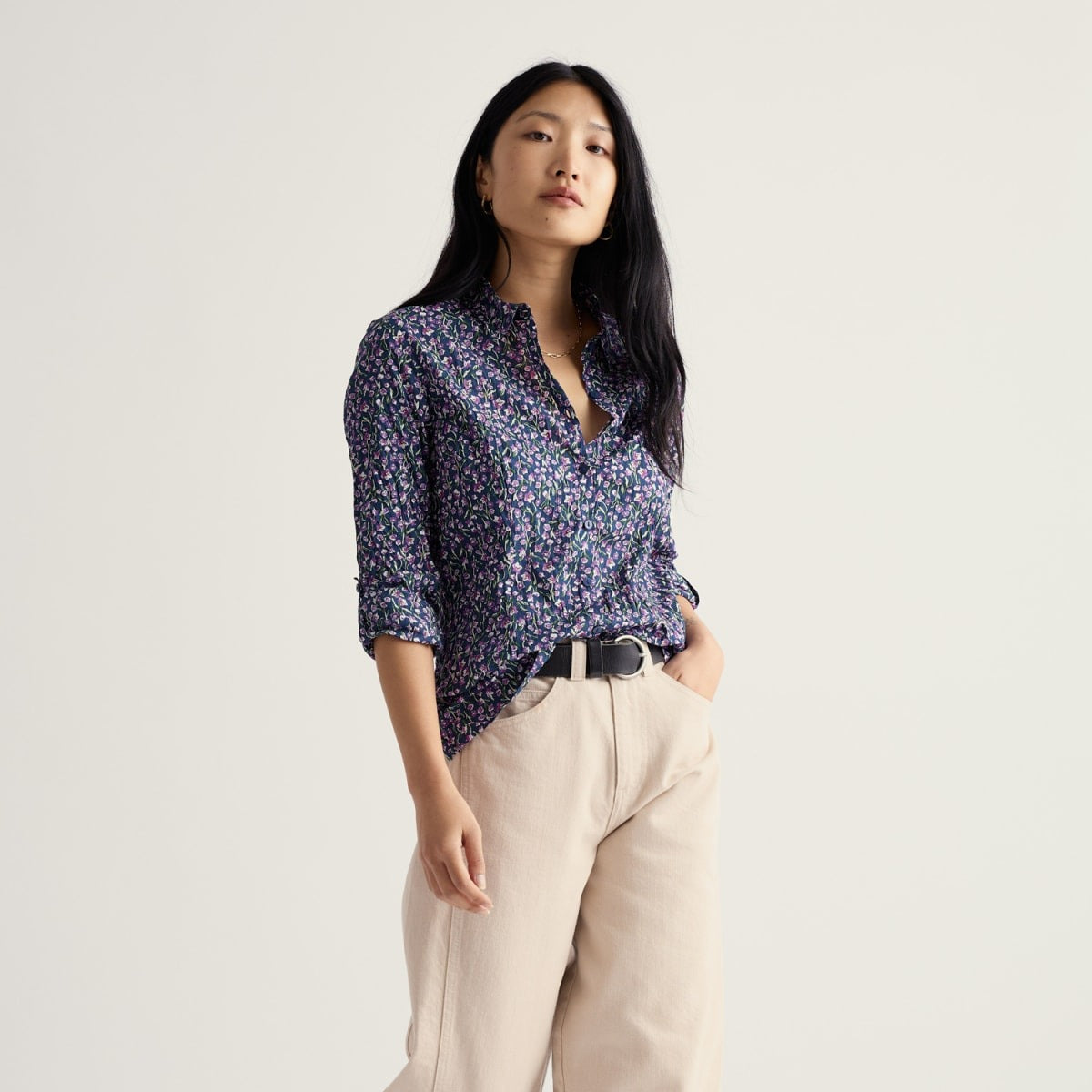 Larissa Shirt - Flax Flower Bright Orchid
