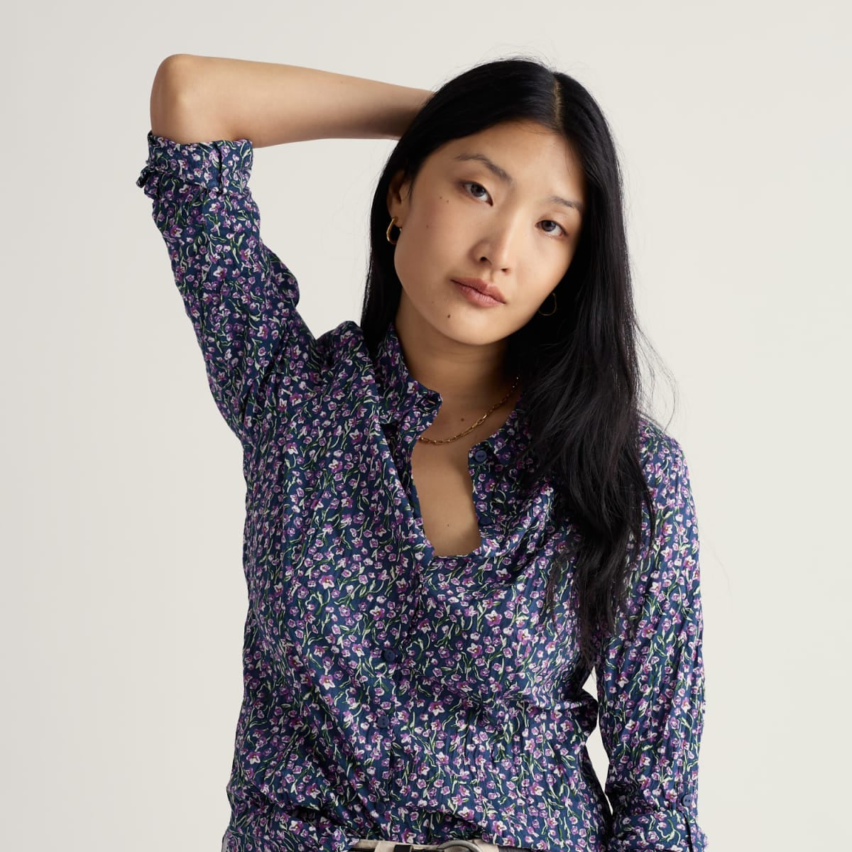 Larissa Shirt - Flax Flower Bright Orchid