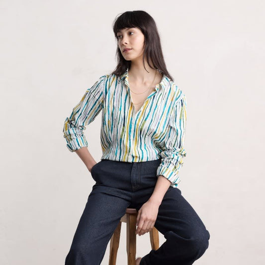Larissa Shirt - Painterly Stripe Chalk