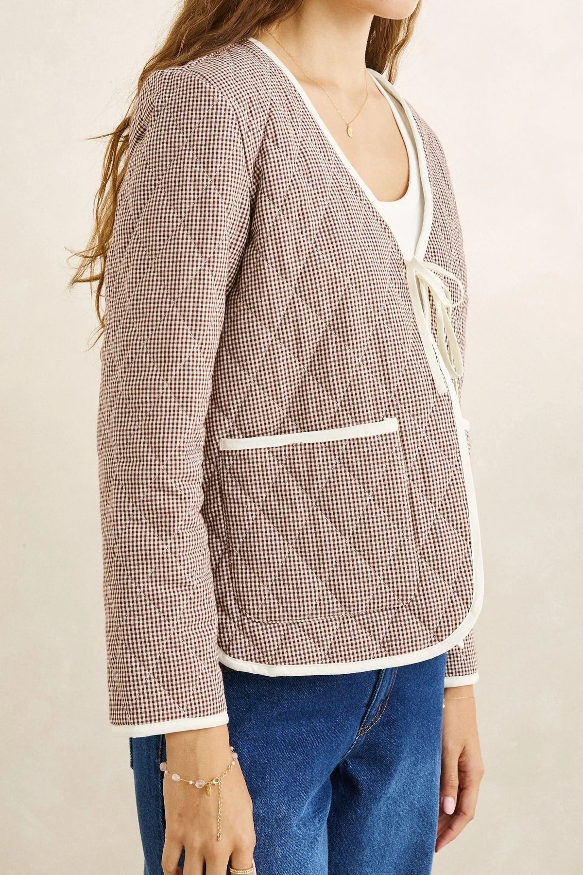 London Check Reversible Quilted Jacket - Chocolate