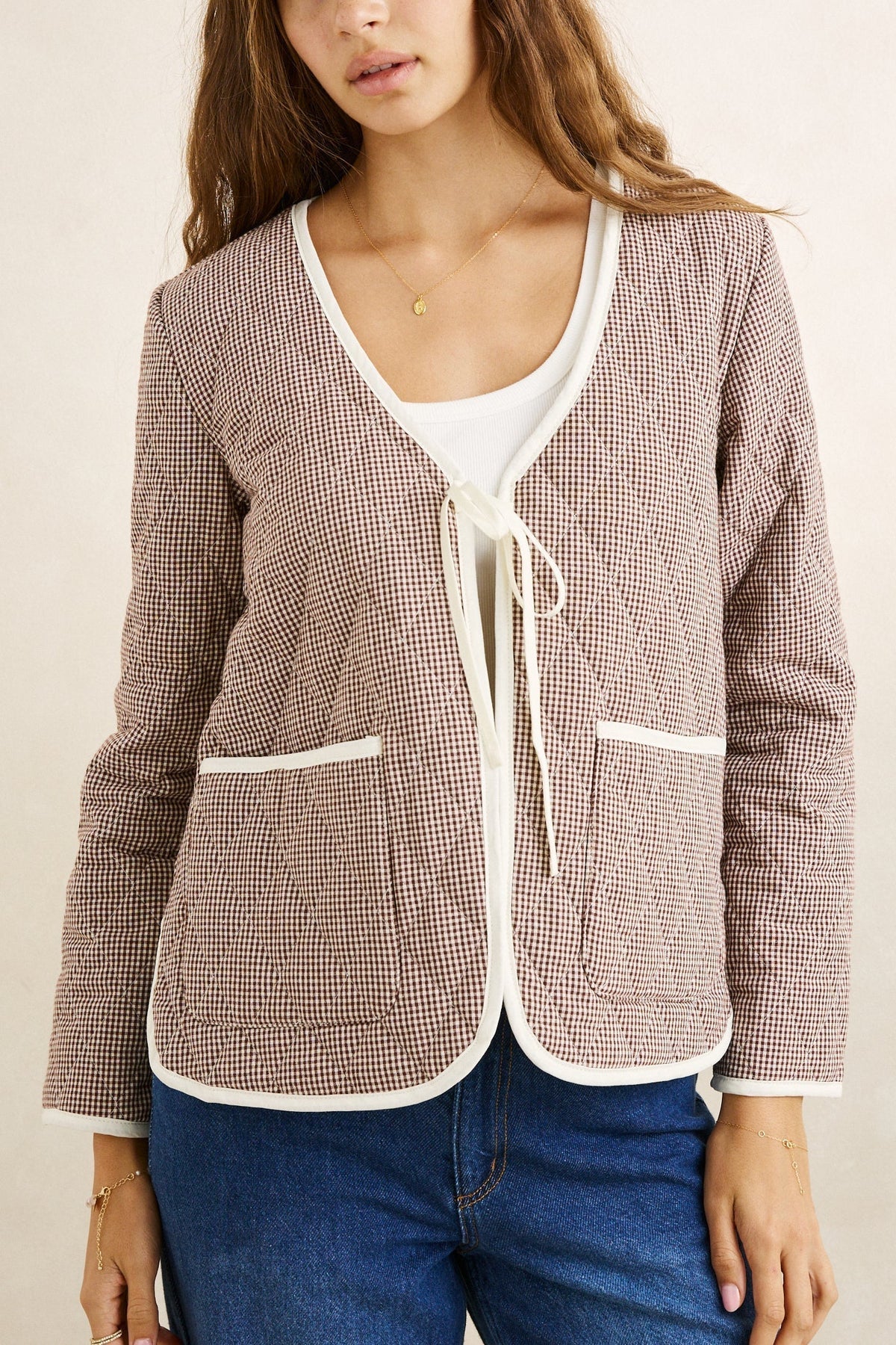 London Check Reversible Quilted Jacket - Chocolate