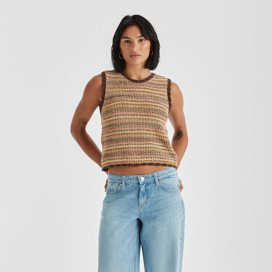 Luna Knit Vest - Sunburnt Stripe