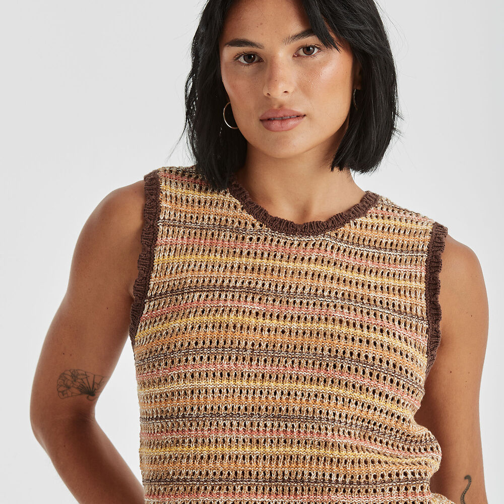 Luna Knit Vest - Sunburnt Stripe