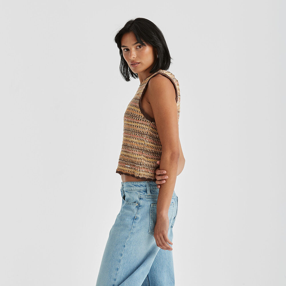 Luna Knit Vest - Sunburnt Stripe