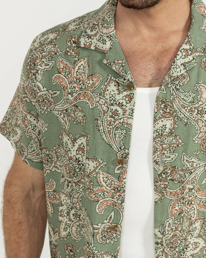 Paisley SS Shirt - Green Tea