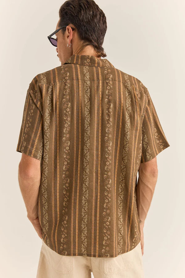 Paisley Stripe SS Shirt - Tobacco
