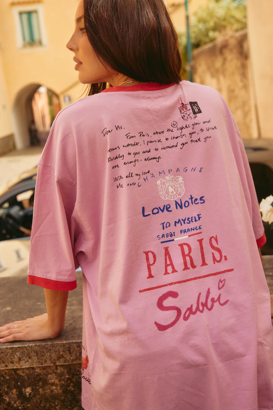 The Paris Love Notes Tee - Pink