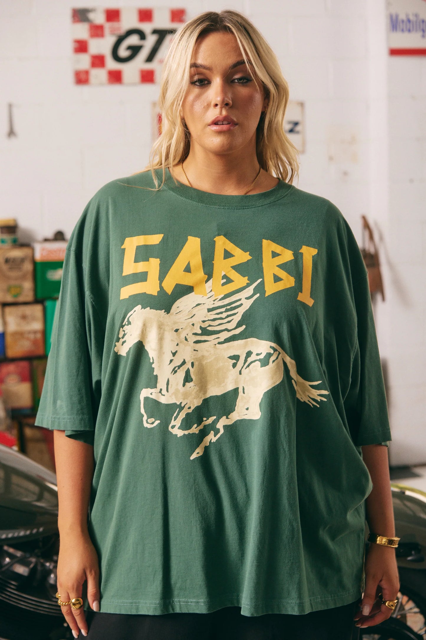The Oversized Rhinestone Tee - Green