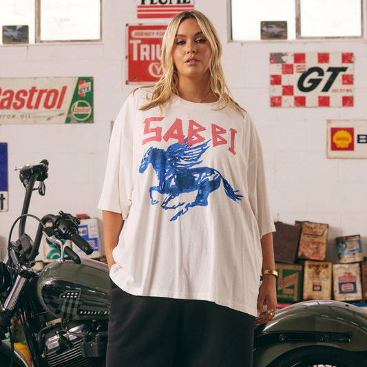 The Oversized Rhinestone Tee - Marshmallow