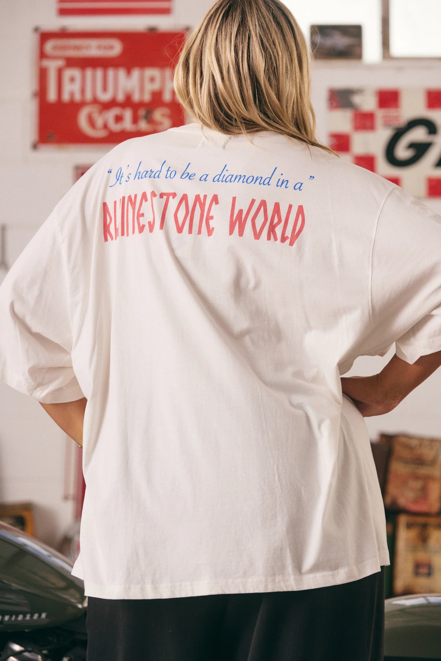 The Oversized Rhinestone Tee - Marshmallow