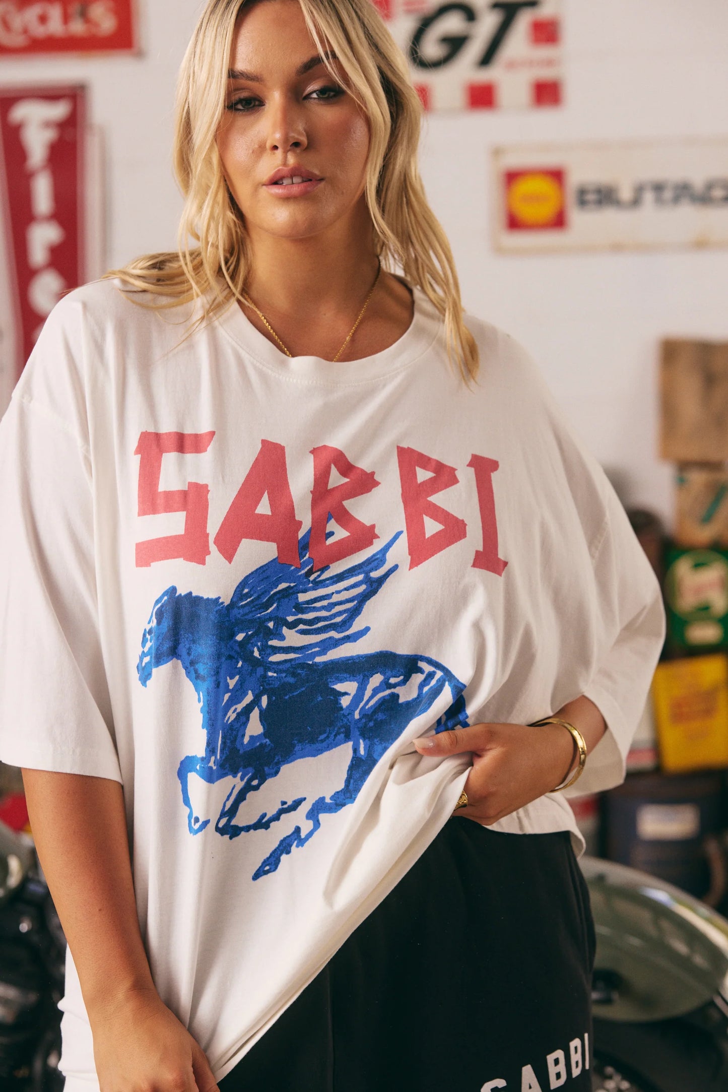 The Oversized Rhinestone Tee - Marshmallow