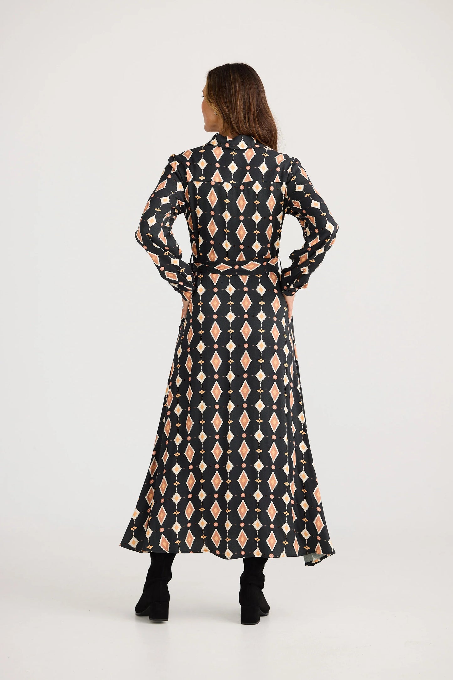 Rossellini Long Sleeve Dress - Casablanca Tile