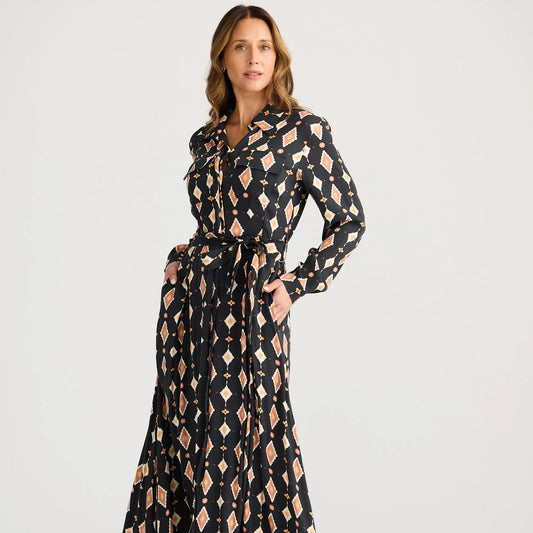 Rossellini Long Sleeve Dress - Casablanca Tile