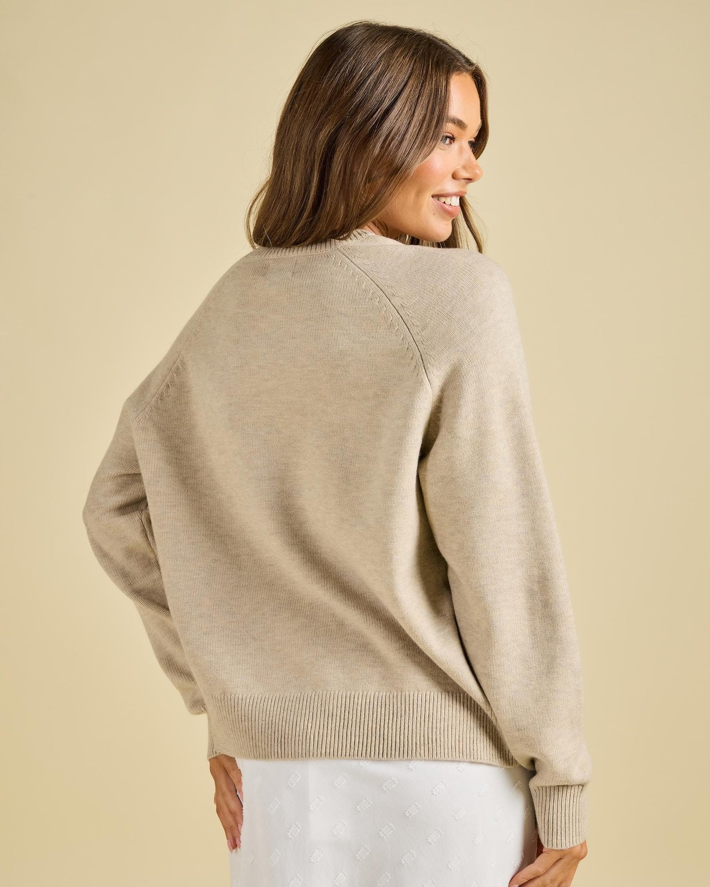Sanctuary Crew Neck Knit Jumper - Taupe