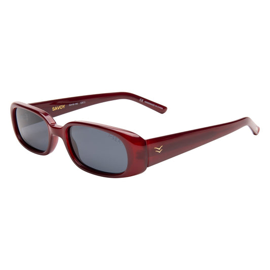 I-SEA Savoy sunglasses, oxblood frame with smoke polarised lens