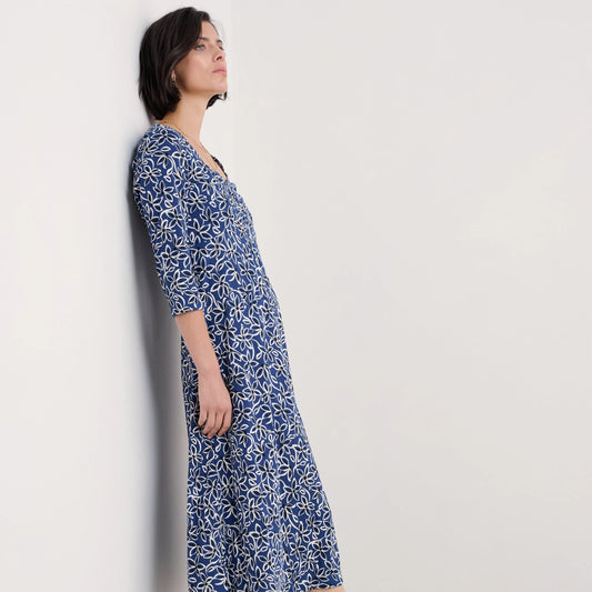 3/4 Secret Cove Dress - Harbour Floral Washed Marine