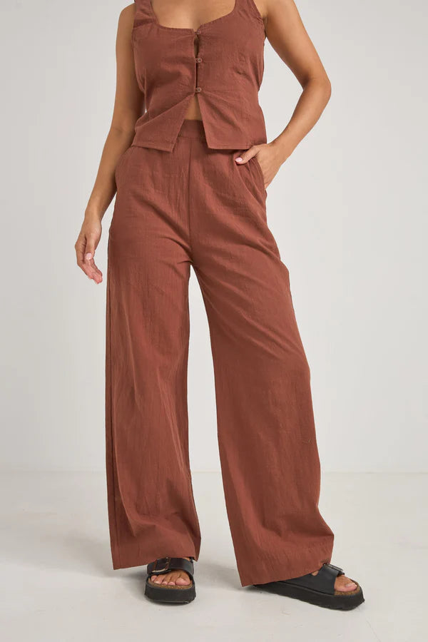Stevie Wide Leg Pant - Coffee