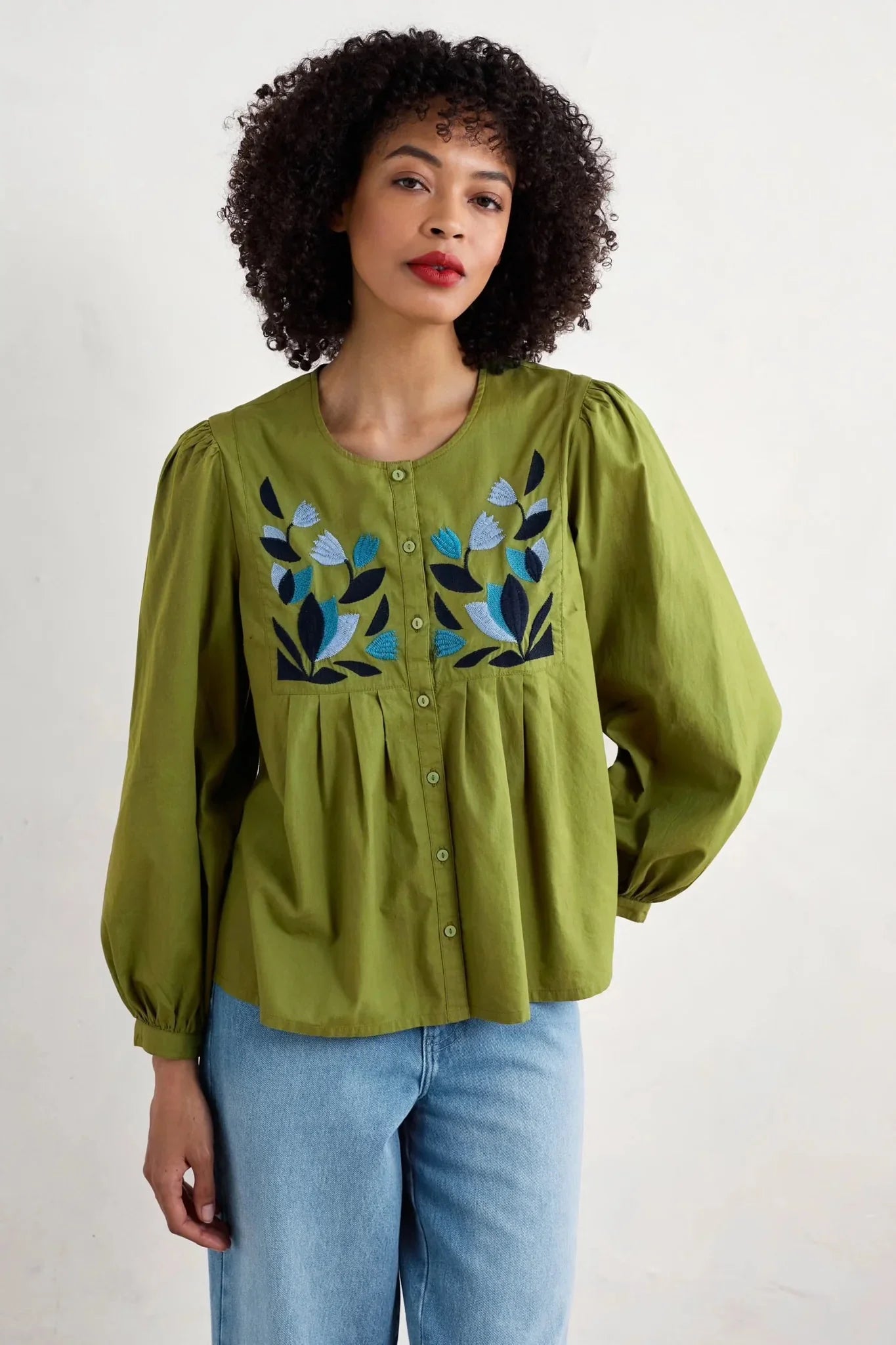 Thornapple Embroidered Shirt - Dark Citron