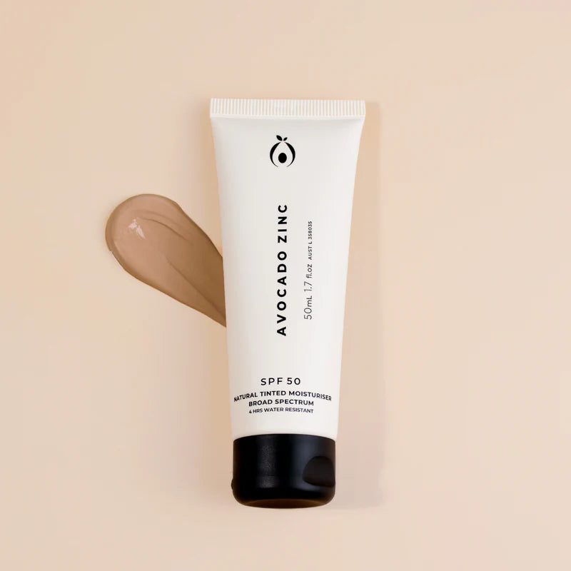 Avocado Zinc Natural Tinted Moisturiser SPF 50 - Medium Dark