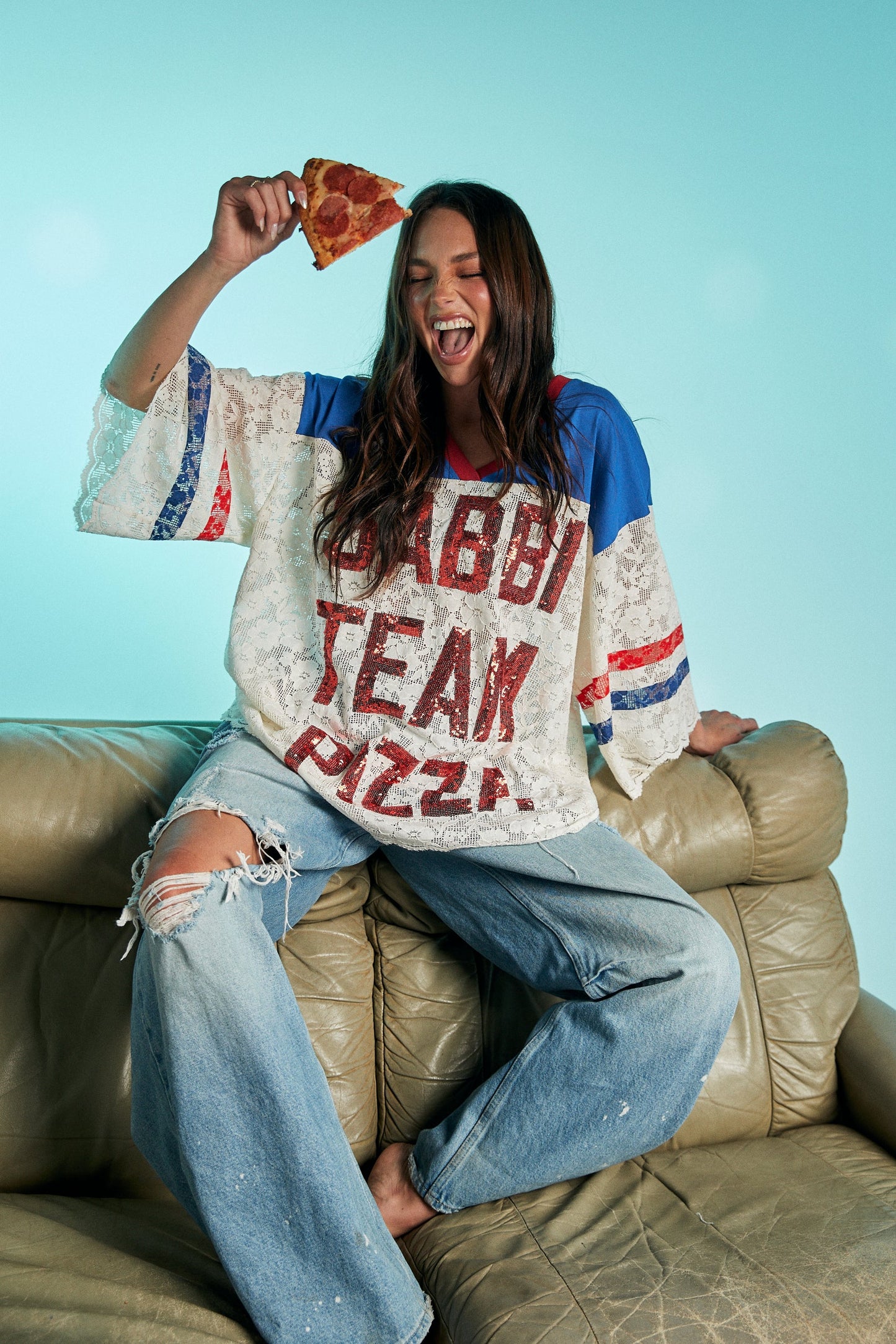 The Lace Varsity Jersey - Blue / White
