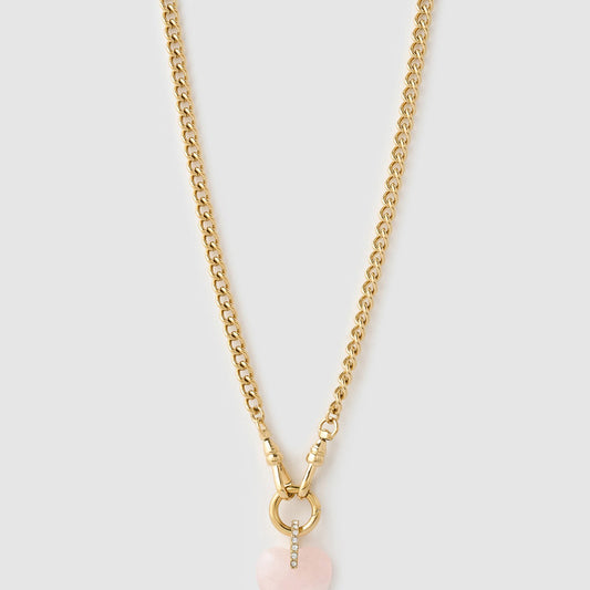 Violet Heart Necklace - Rose Quartz