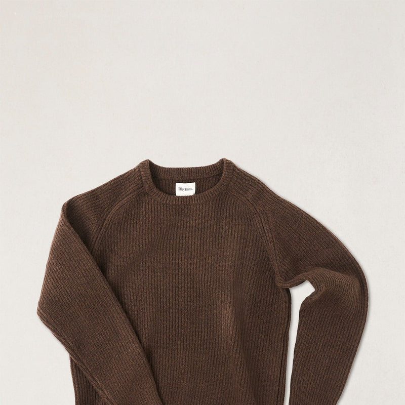 Vintage Waffle Knit Sweater - Chocolate