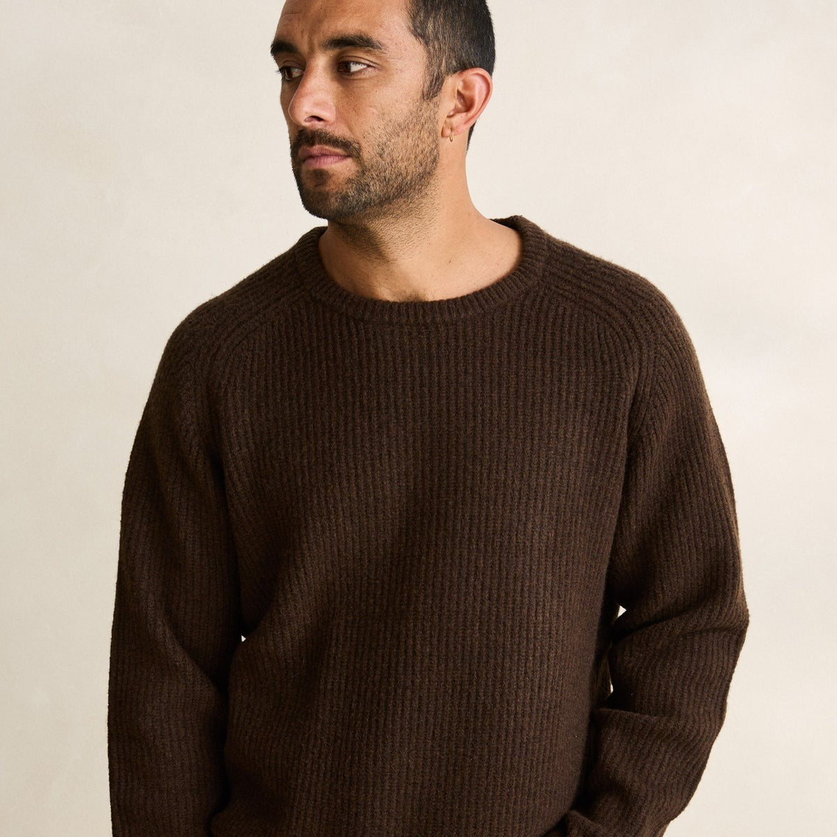 Vintage Waffle Knit Sweater - Chocolate