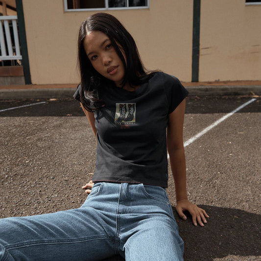 Walking Recycled Baby Tee - Stone Black