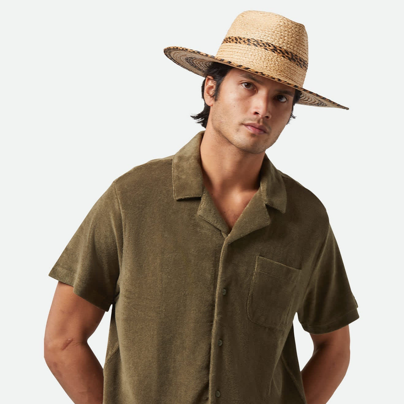 Cohen Cowboy Straw Hat - Tan / Black
